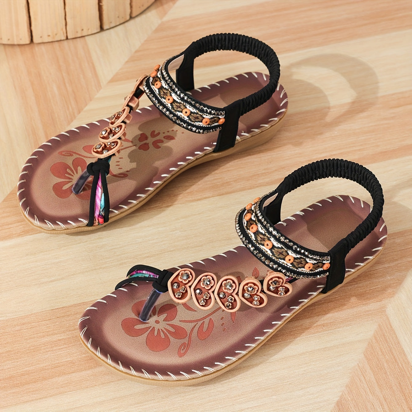Sahara Bloom | Tribal Heart Beaded Flat Sandal
