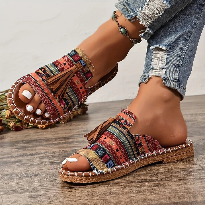 Marrakech | Tribal Tassel Slide Sandal