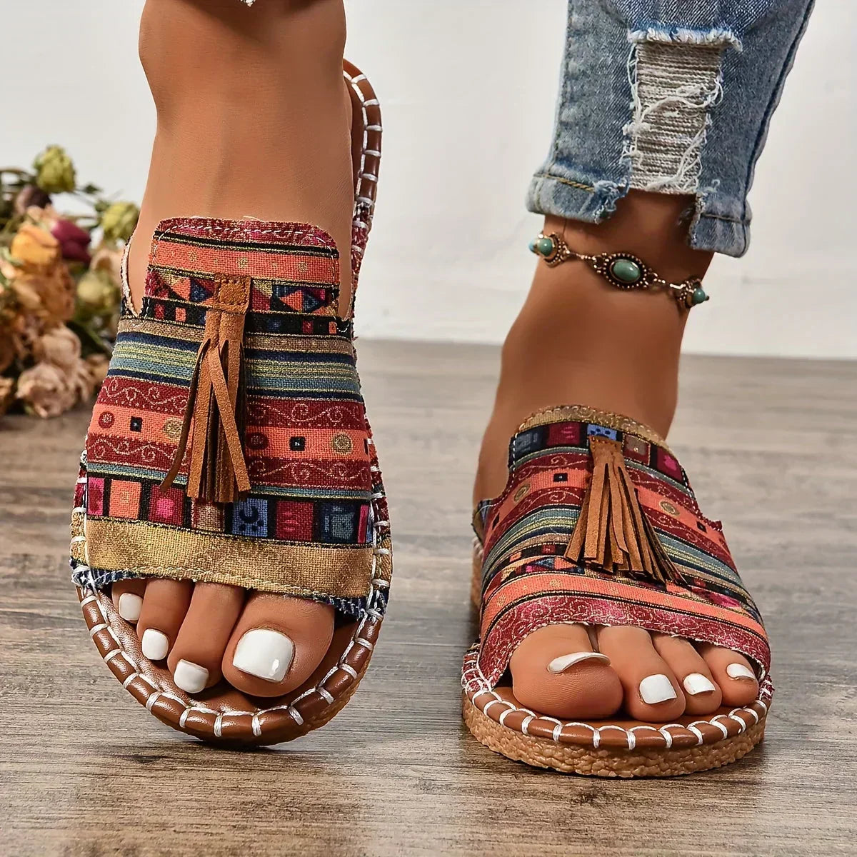 Marrakech | Tribal Tassel Slide Sandal
