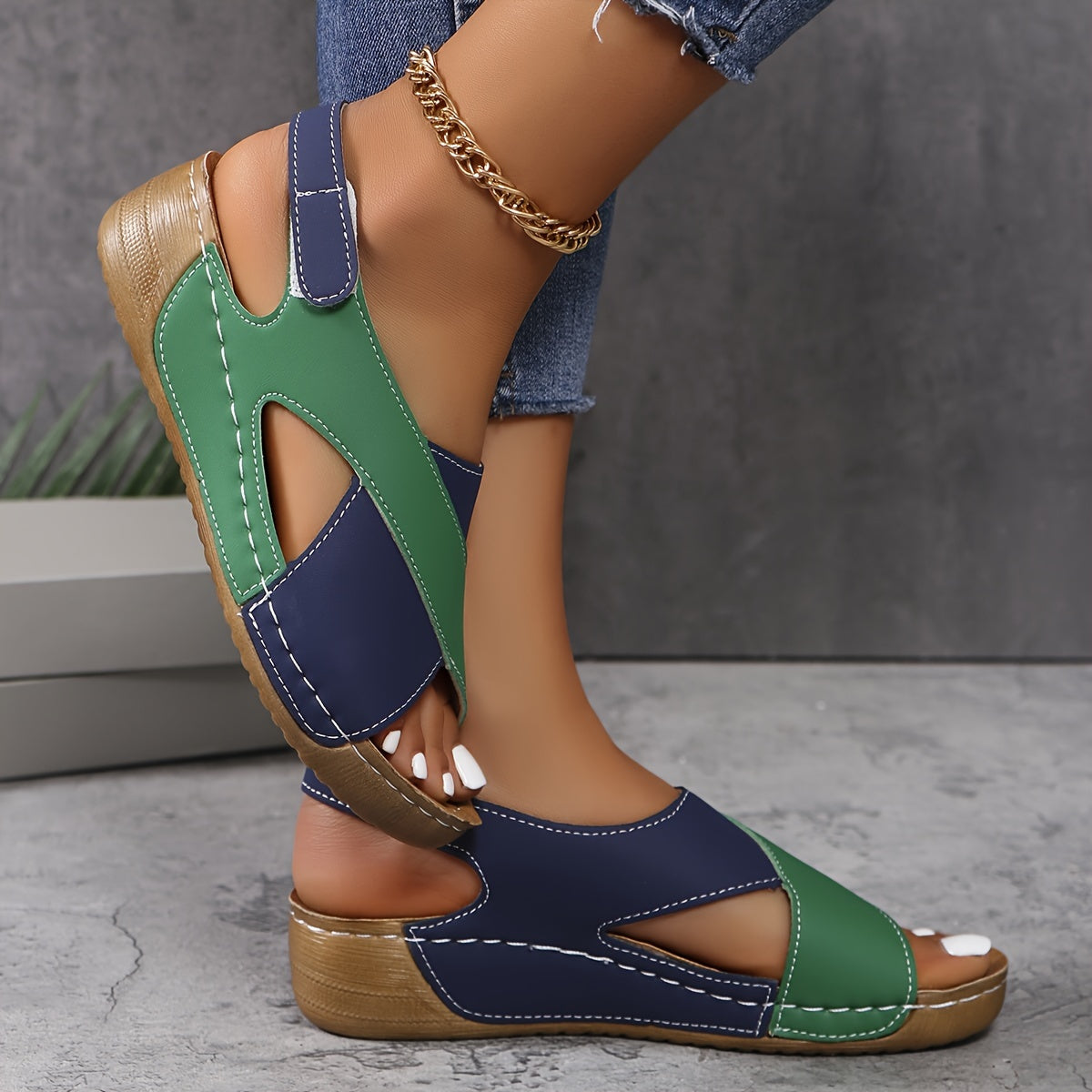 Côte Bleu | Two-Tone Wedge Sandal