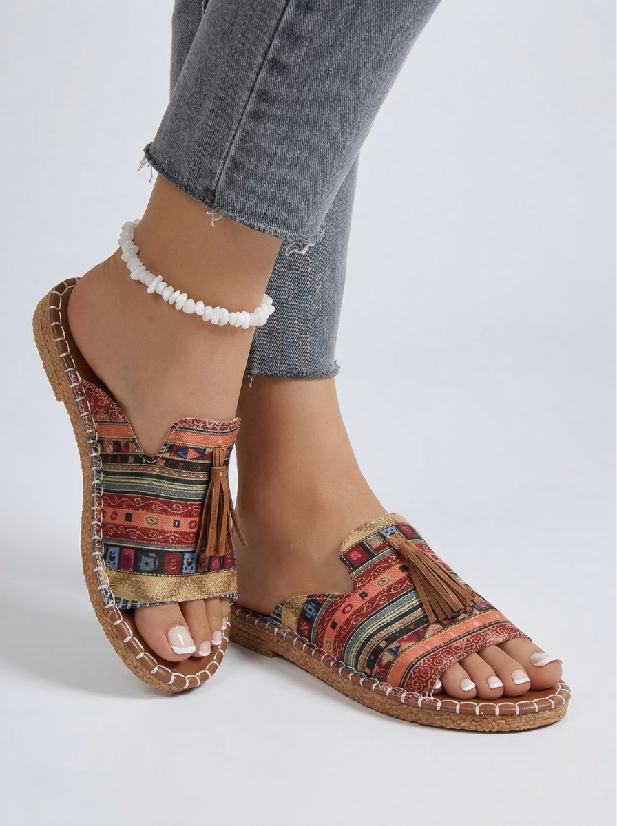 Marrakech | Tribal Tassel Slide Sandal